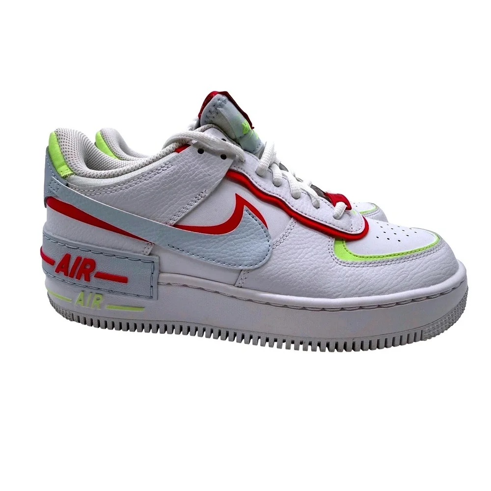 Nike Air Force 1 Shadow White Siren Red Volt Sneakers FQ8885-100 Womens 8.5